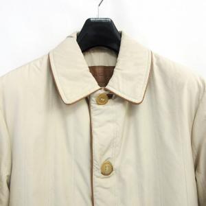 Salvatore Ferragamo 中綿 コート レザートリミング ロング丈 シングル ベージュ 46 
