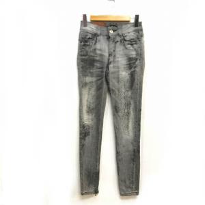 PRETTY USED加工 スキニー デニムパンツ ローライズ ジーンズ ジーパン グレー 23