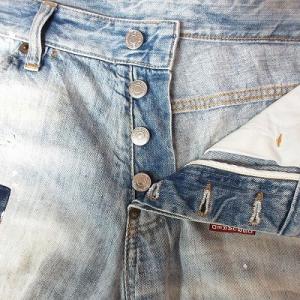 DSQUARED2 デニム ショートパンツ リペア加工 ペンキ加工 ボタンフライ インディゴ 48 1116 IBO16