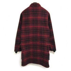 YAECA × WOOLRICH ウールチェック柄ロングコート レッド