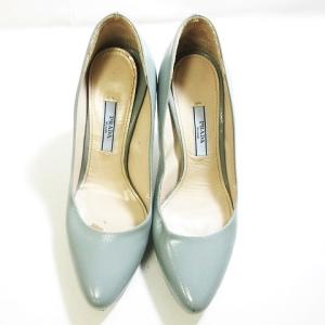PRADA パンプス ヒール アーモンドトゥ エメラルドグリーン 35 1213 IBO16