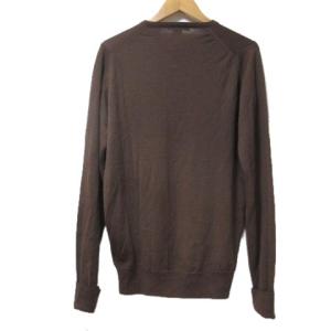 JOHN SMEDLEY Vネックウールニットセーター ブラウン