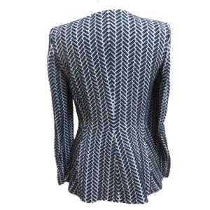 ARMANI COLLEZIONI ノーカラージャケット エンボス スナップボタン 38 ネイビー