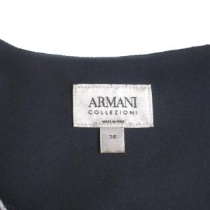 ARMANI COLLEZIONI ノーカラージャケット エンボス スナップボタン 38 ネイビー