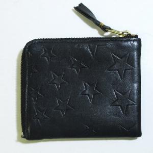 COMME des GARCONS ミニウォレット レザー スターエンボス ブラック