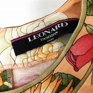 LEONARD FASHION 半袖 カットソー Tシャツ 花柄 オレンジ M IBS17 1217