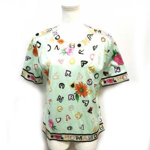 FASHION 半袖 カットソー Tシャツ 総柄 ライトブルー M IBS17 1217