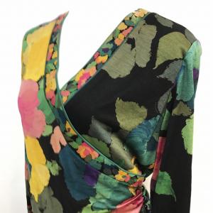 ヴィンテージ カシュクールワンピース シルク混 花柄 マルチカラー M IBS17 1217