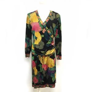 LEONARD ヴィンテージ カシュクールワンピース シルク混 花柄 マルチカラー M IBS17 1217