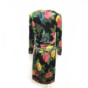 LEONARD ヴィンテージ カシュクールワンピース シルク混 花柄 マルチカラー M IBS17 1217