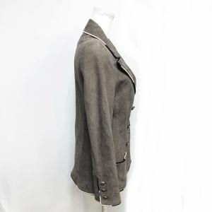 CHANEL 05C ヴィンテージ レザージャケット シルク ココマーク 36 グレー