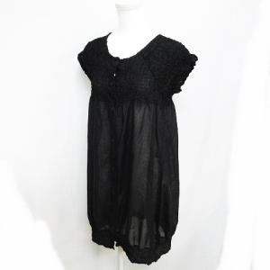 美品 MI24FK352 シャツ ノースリーブ プリーツ ラメ ブラック F 1214 IBS17