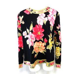 FASHION カットソー シルク混 花柄 LL マルチカラー