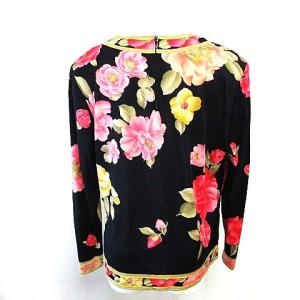 LEONARD FASHION カットソー シルク混 花柄 LL マルチカラー