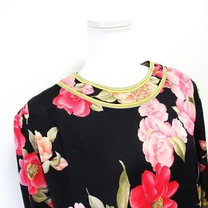 LEONARD FASHION カットソー シルク混 花柄 LL マルチカラー