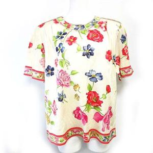 FASHION 半袖 カットソー クルーネック 花柄 アイボリー LL 1215 IBS17