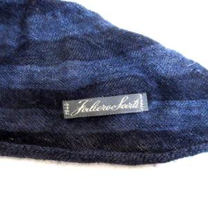 Faliero Sarti シルクボーダーストール ネイビー