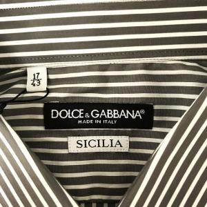 DOLCE&GABBANA SICILIA ストライプコットンストレッチシャツ グレー