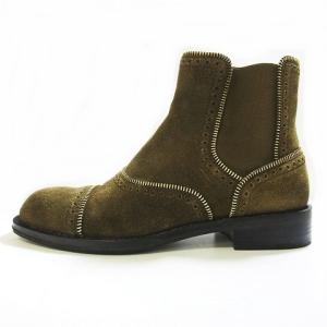 ジップサイドゴアブーツ スエード 38 ブラウン