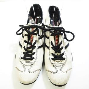 PRADA SPORT レザー ローカットスニーカー パンチング オフホワイト 9 0107 IBO18