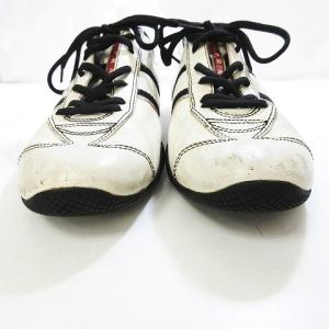 PRADA SPORT レザー ローカットスニーカー パンチング オフホワイト 9 0107 IBO18