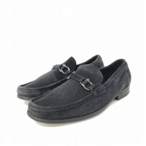 ガンチーニ スエードローファー ネイビー