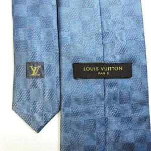 LOUIS VUITTON ダミエ ジャガード ネクタイ レギュラータイ シルク100％ ブルー