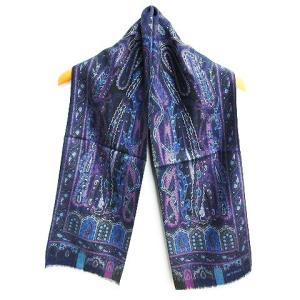 ETRO ウールシルク混ペイズリーストール パープル
