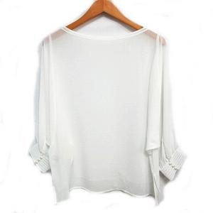 ANAYI 近年タグ シアー シャツ ブラウス 長袖 ドルマンスリーブ サイドスリット 38 ホワイト 