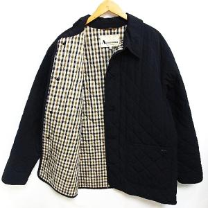 Aquascutum キルティングコート タータンチェック ネイビー