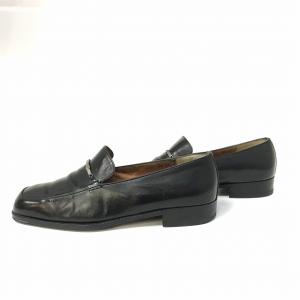 Salvatore Ferragamo ローファー スクエアトゥ レザー プレート ブラック 6 1