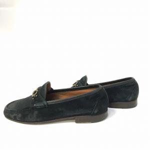 Salvatore Ferragamo ローファー ガンチーニ スエード 金具 ブラック 7 約25.5cm 
 IBO19 0120