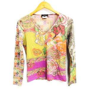 Vネックペイズリー花柄長袖カットソー 42 マルチカラー