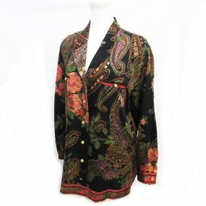 FASHION ジャケット 金ボタン シルク混 ペイズリー 花柄 マルチカラー