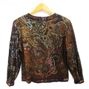 LEONARD FASHION シルク混 カットソー ブラウス ペイズリー柄 L