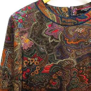 LEONARD FASHION シルク混 カットソー ブラウス ペイズリー柄 L