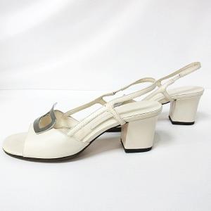 BALLY サンダル ヒール レザー オープントゥ バックストラップ ロゴ ホワイト