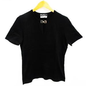 ガンチーニ 半袖スキッパーTシャツ ブラック