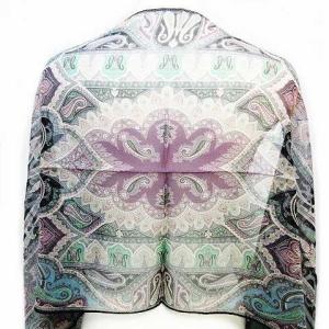 ペイズリー柄シルクストール パープル