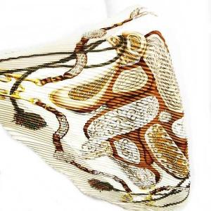 HERMES Festival カレ90 プリーツスカーフ ブラウン ベージュ