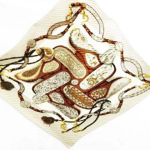 HERMES Festival カレ90 プリーツスカーフ ブラウン ベージュ