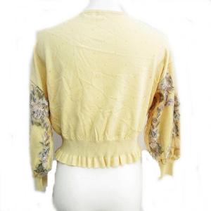 GRACE CONTINENTAL ドットチュール刺繍ニットトップ 近年モデル カットソー セーター 長袖 花柄 裾フリル