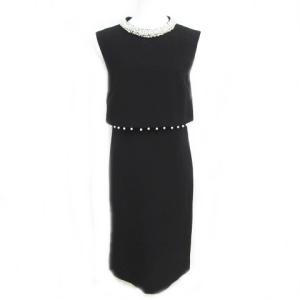 ビーズ ビジュー装飾 ドレス ワンピース 無地 ロング丈 ノースリーブ レイヤード バックスリット フォーマル バックファスナー