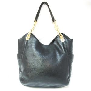 MICHAEL Michael Kors シボ レザー チェーン ショルダーバッグ トートバッグ ハンドバッグ チャーム ブラック