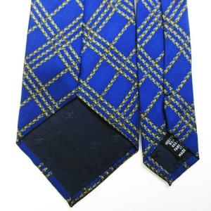 CHANEL ココマーク ネクタイ シルク 格子柄 ネイビー