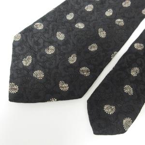 DOLCE&GABBANA イタリア製 ヴィンテージ ネクタイ シルク ペイズリー ジャガード ブラック 0324 IBO21