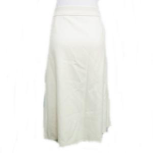 Leilian 近年 ビット ラップスカート セミフレア ひざ丈 ウール 金具 装飾 レイヤード ホワイト