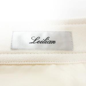 Leilian 近年 ビット ラップスカート セミフレア ひざ丈 ウール 金具 装飾 レイヤード ホワイト