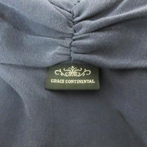 GRACE CONTINENTAL パーティードレス アシンメトリー カシュクール シルク ビジュー装飾 ネイビー