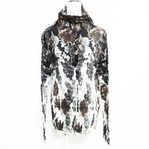 アーカイブ IM94-FJ616 プリーツ ハイネックシャツ ブラウス 羽織り 総柄 マルチカラー